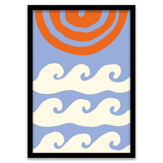 Groovy Ocean Waves - Retro Sun