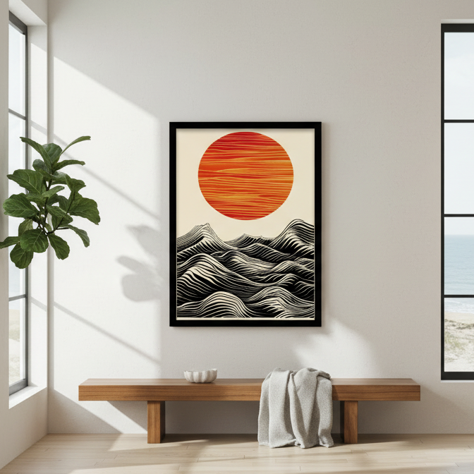 Wellen Horizont - Rote Sonnenbewegung