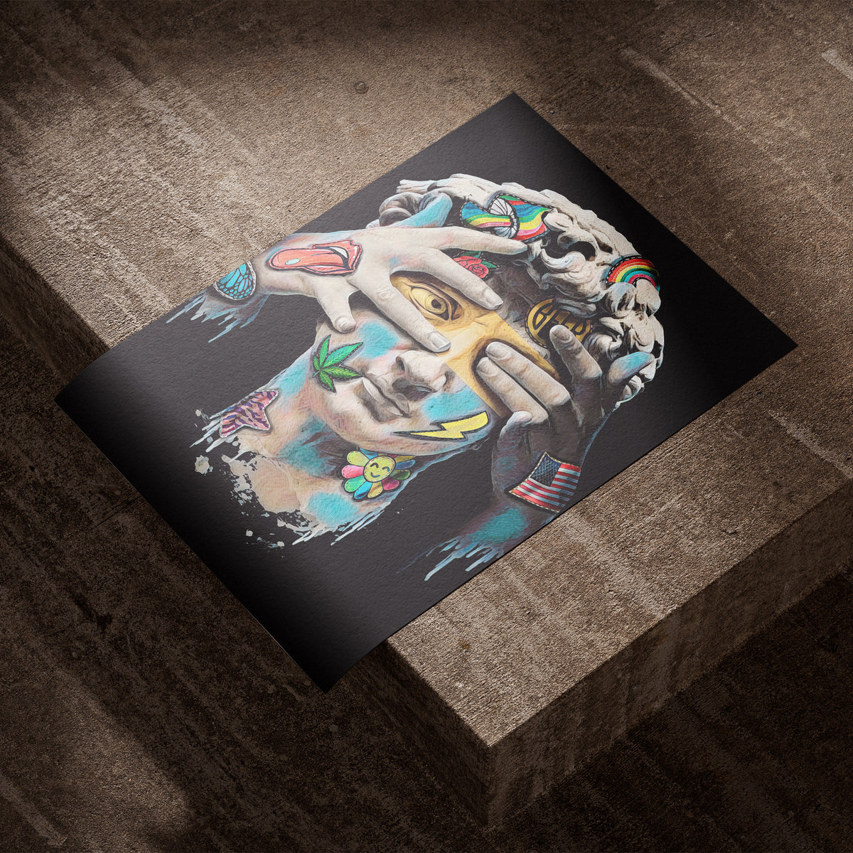 Geblendete Wahrheit - Modernes Pop-Art David Poster, als ungerahmtes Blatt Papier