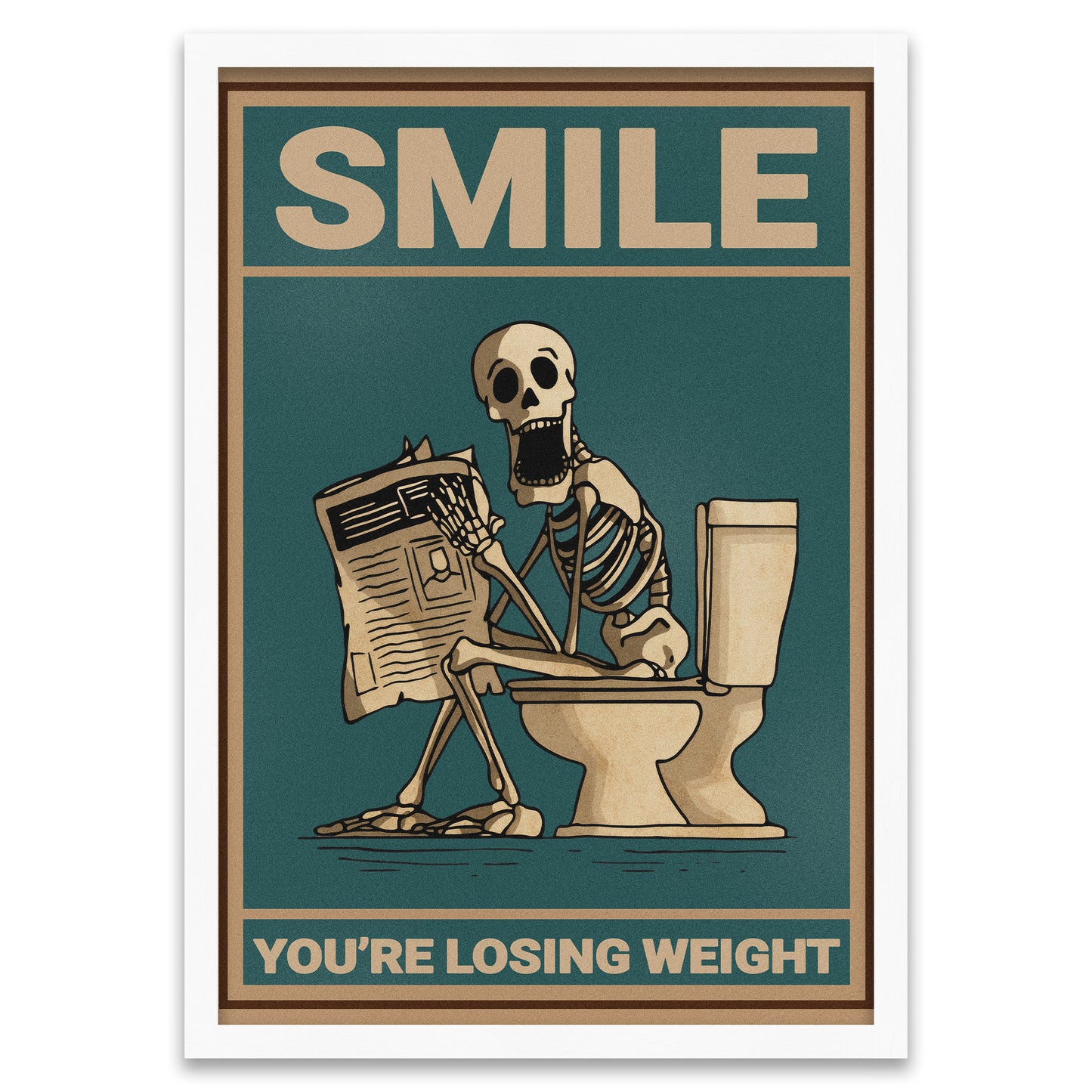 Gewicht Verlieren - Skelett auf dem Klo