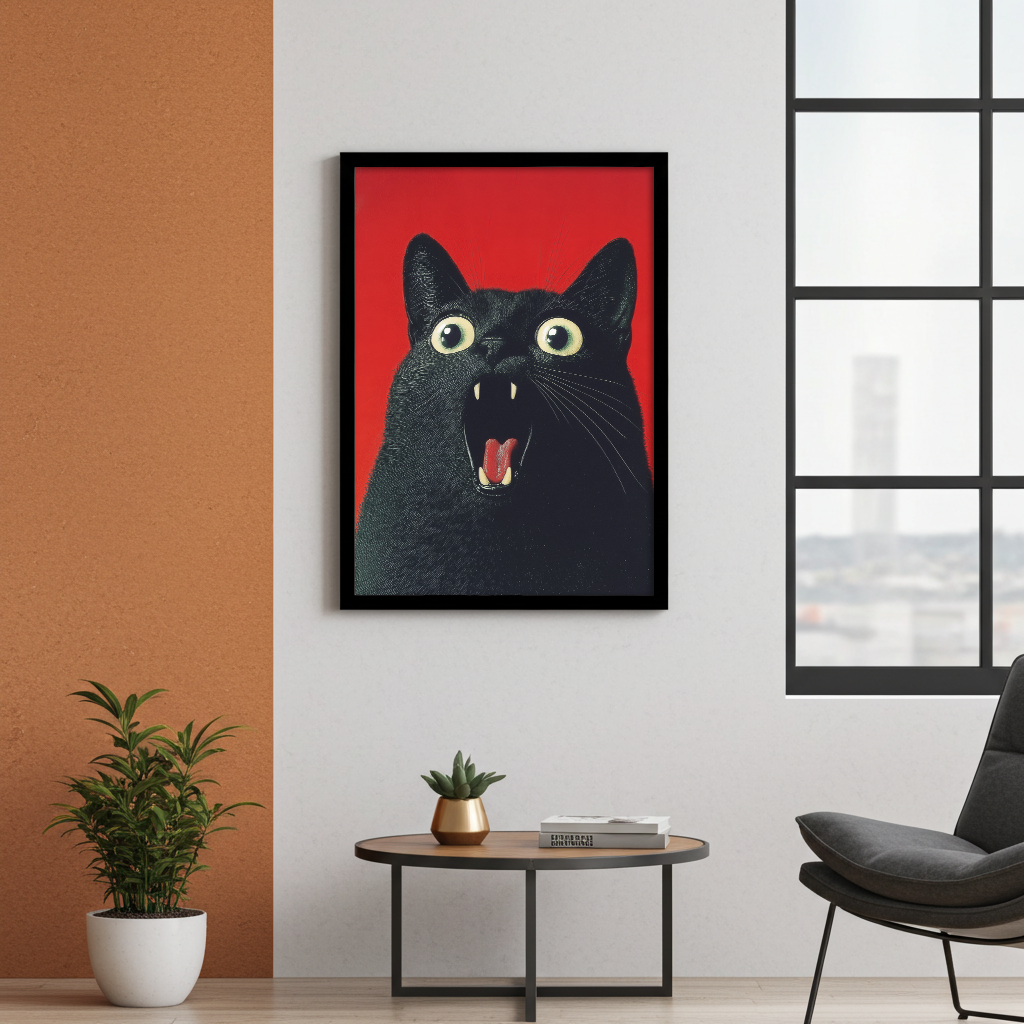 Verängstigter Schrei - Schwarze Katze