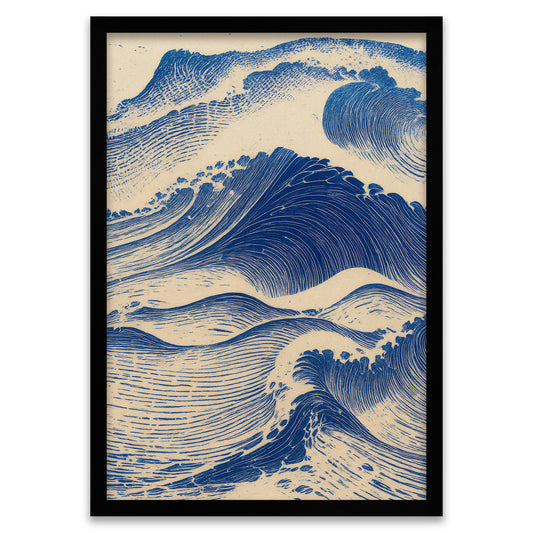 Ukiyo-e Ozean - Azurblaue Wellen