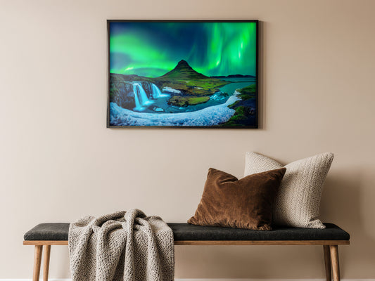 Grünes Feuer am Kirkjufell - Island Nordlichter
