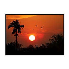 Night Mode Loading - Tropisches Sonnenuntergang Poster, Nahaufnahme des Drucks im schmalen schwarzen Rahmen