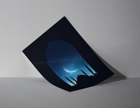 Holy Night Mosque - Serene Silhouette