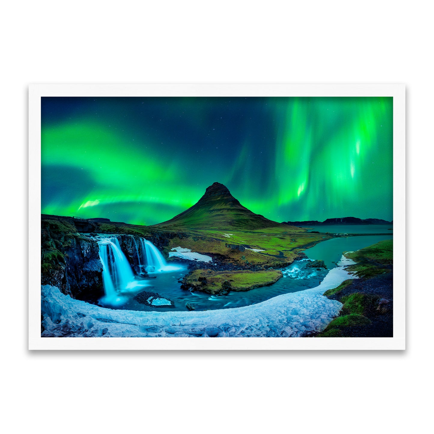 Grünes Feuer am Kirkjufell - Island Nordlichter