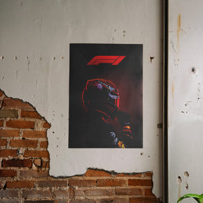 F1 Intensität - Red Bull Racing Poster, gerahmt an einer rauen Verputzwand