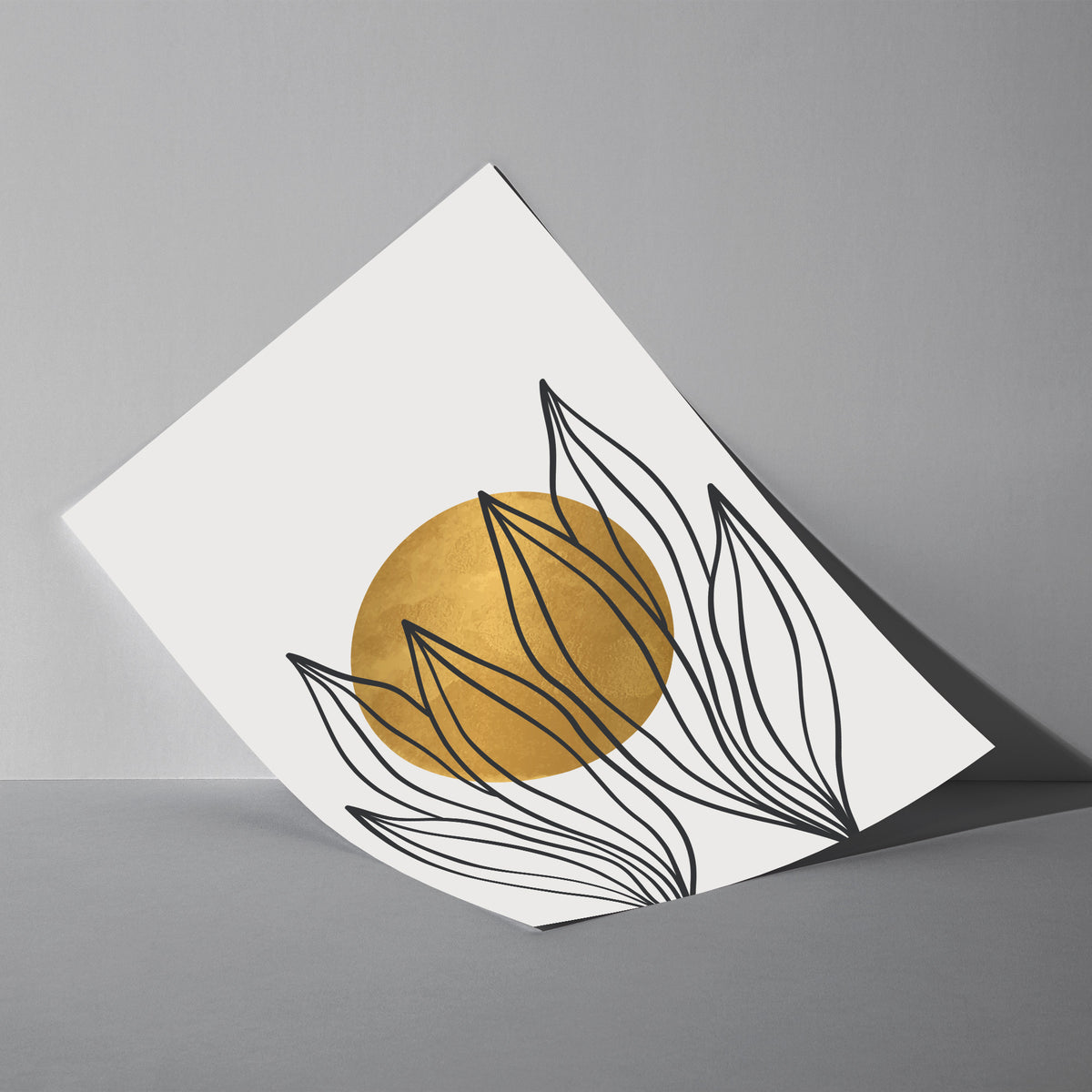 Abstrakte Gartenarbeit - Goldene Sonne Poster, als ungerahmtes Blatt an eine Wand gelehnt
