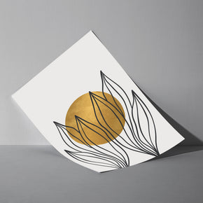 Abstrakte Gartenarbeit - Goldene Sonne Poster, als ungerahmtes Blatt an eine Wand gelehnt