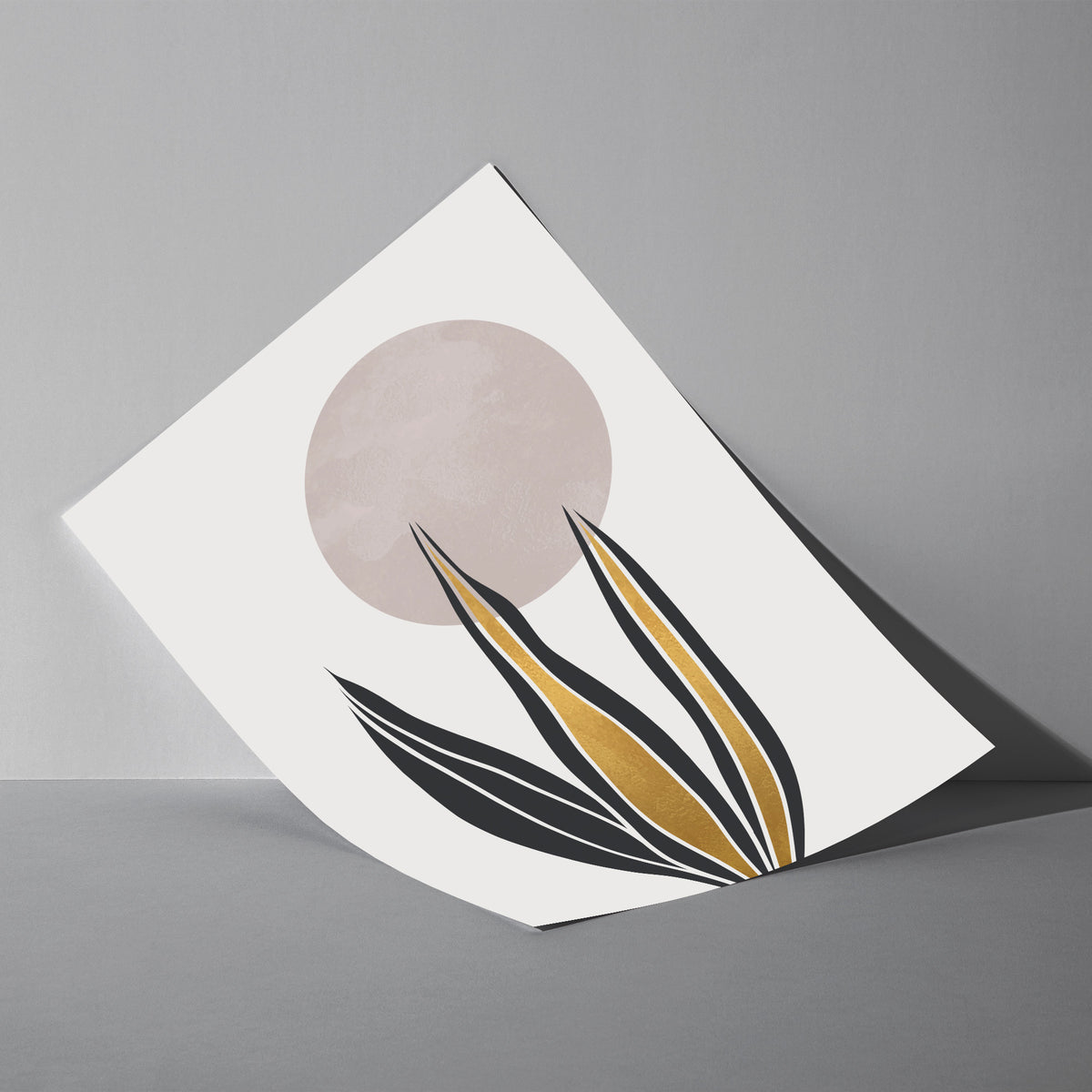 Florale Harmonie - Schlichte Eleganz Poster, als ungerahmtes Blatt an eine Wand gelehnt
