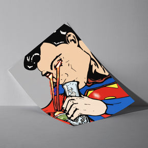 Superheld - Laser Feuer Poster, als ungerahmtes Blatt an eine Wand gelehnt