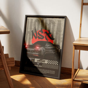 Japanischer Supersportwagen - Honda NSX Poster, am Boden neben einem Stuhl angelehnt
