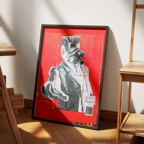 Resist – Urban Street-Art Poster, am Boden neben einem Stuhl angelehnt