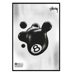 Abstraktes Schicksal - 8 Ball Poster, Nahaufnahme des Drucks im schmalen schwarzen Rahmen