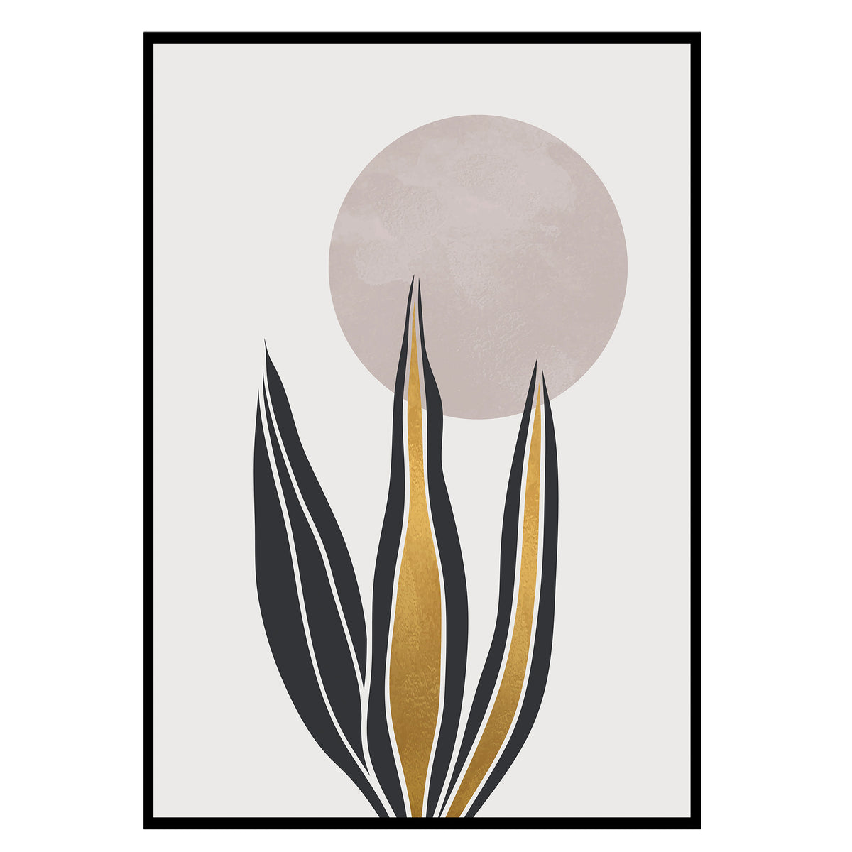 Florale Harmonie - Schlichte Eleganz Poster, Nahaufnahme des Drucks im schmalen schwarzen Rahmen