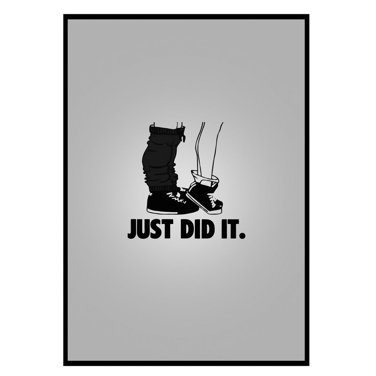 Just Did It - Freches Statement Poster, Nahaufnahme des Drucks im schmalen schwarzen Rahmen