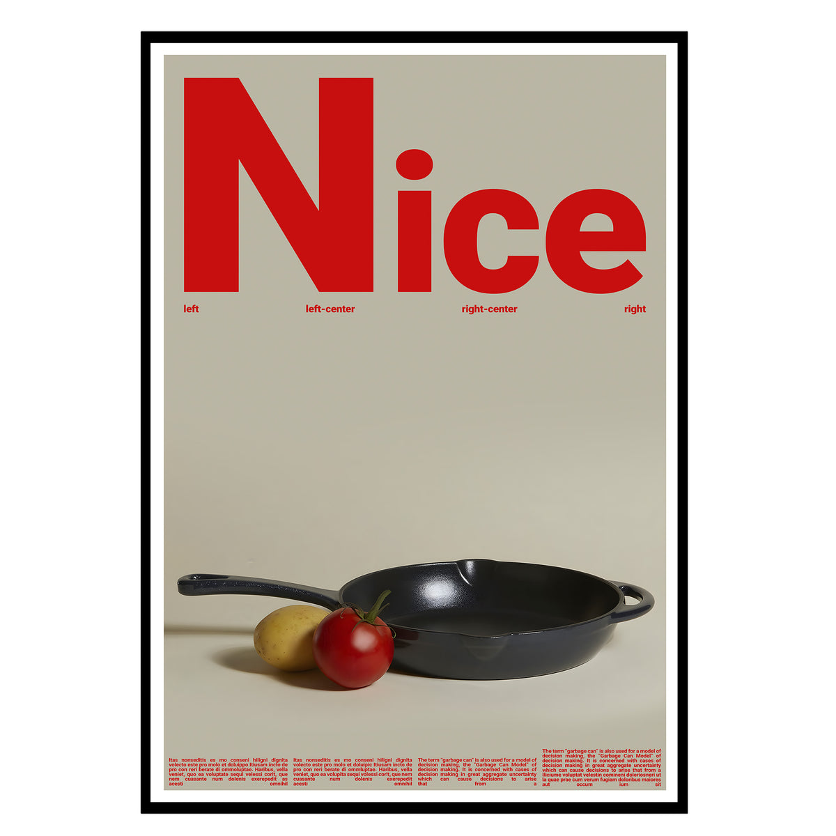 Moderne Küche - Nice Pfanne Poster, Nahaufnahme des Drucks im schmalen schwarzen Rahmen