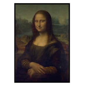 Mona Lisa Poster, Nahaufnahme des Drucks im schmalen schwarzen Rahmen