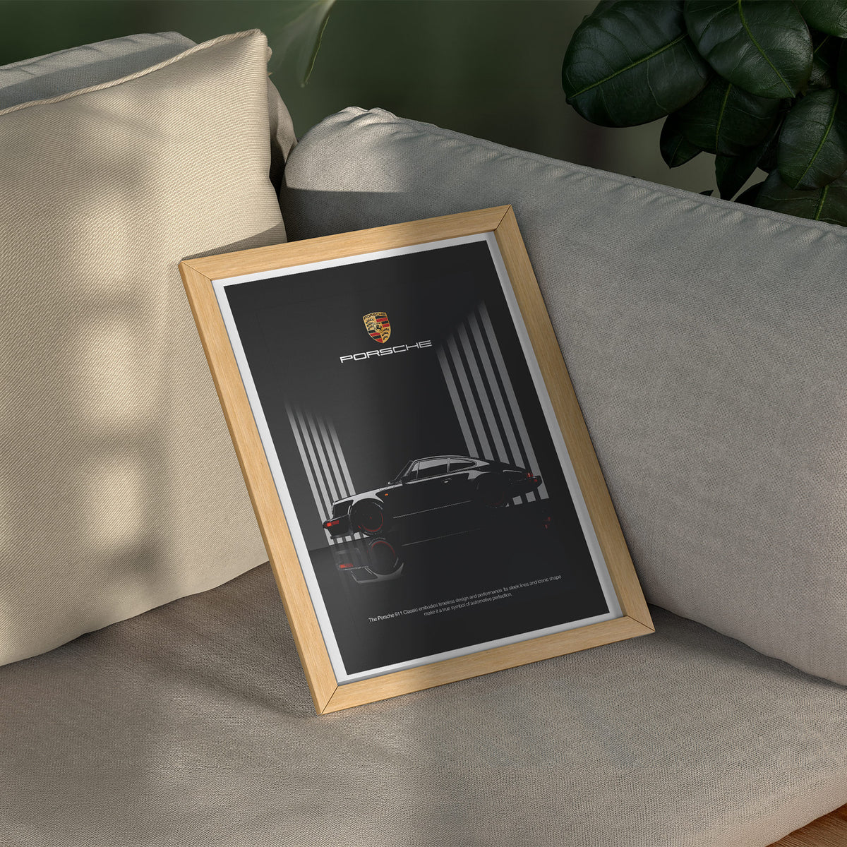 Zeitlose Ikone - Der klassische Elfer Poster, gerahmt über einem Sofa