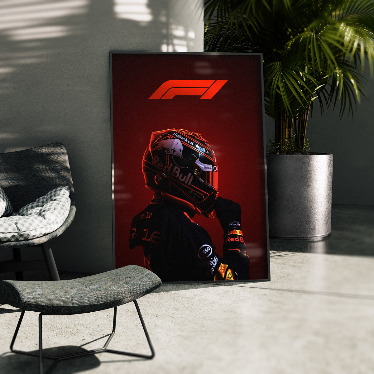 F1 Intensität - Red Bull Racing Poster, gerahmt in einer Aussenkulisse