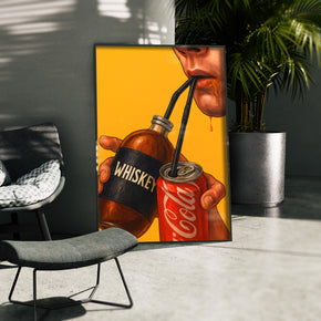 Whiskey & Cola - Durstlöscher Poster, gerahmt in einer Aussenkulisse