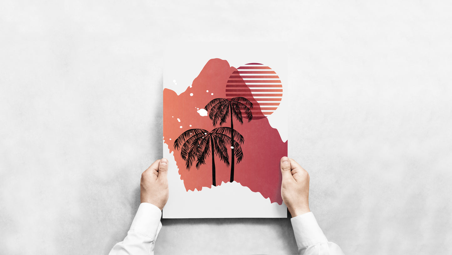 Sunset Silhouette - Red Dusk