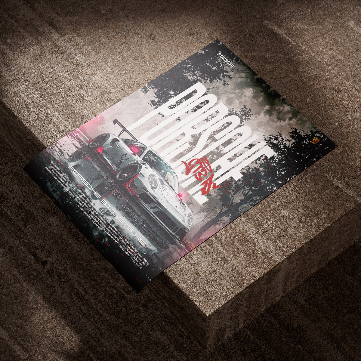 Performance auf Asphalt - Porsche GT3 RS Poster, als ungerahmtes Blatt Papier
