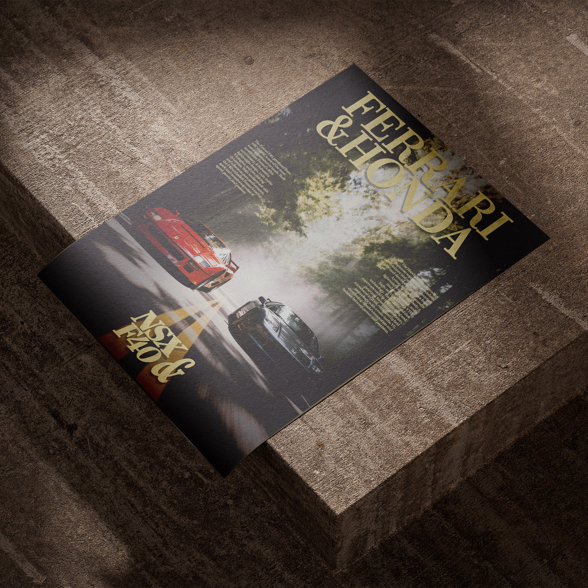 Rivalen der Strasse - Ferrari F40 x Honda NSX Poster, als ungerahmtes Blatt Papier