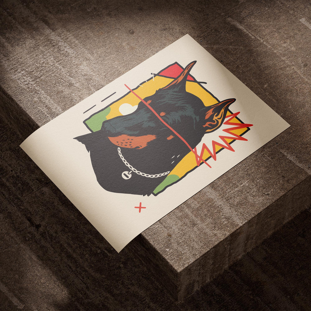 Wachsamer Blick - Dobermann Porträt Poster, als ungerahmtes Blatt Papier