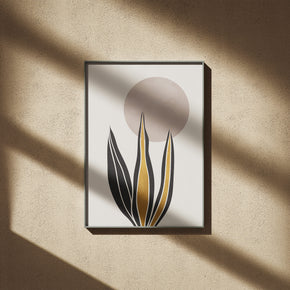 Florale Harmonie - Schlichte Eleganz Poster, gerahmt an einer sonnigen Wand mit weichen Schatten