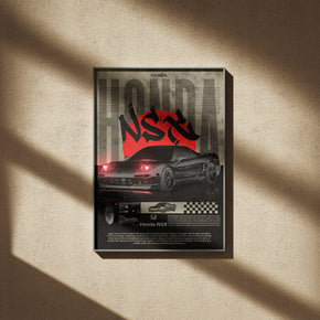 Japanischer Supersportwagen - Honda NSX Poster, gerahmt an einer sonnigen Wand mit weichen Schatten